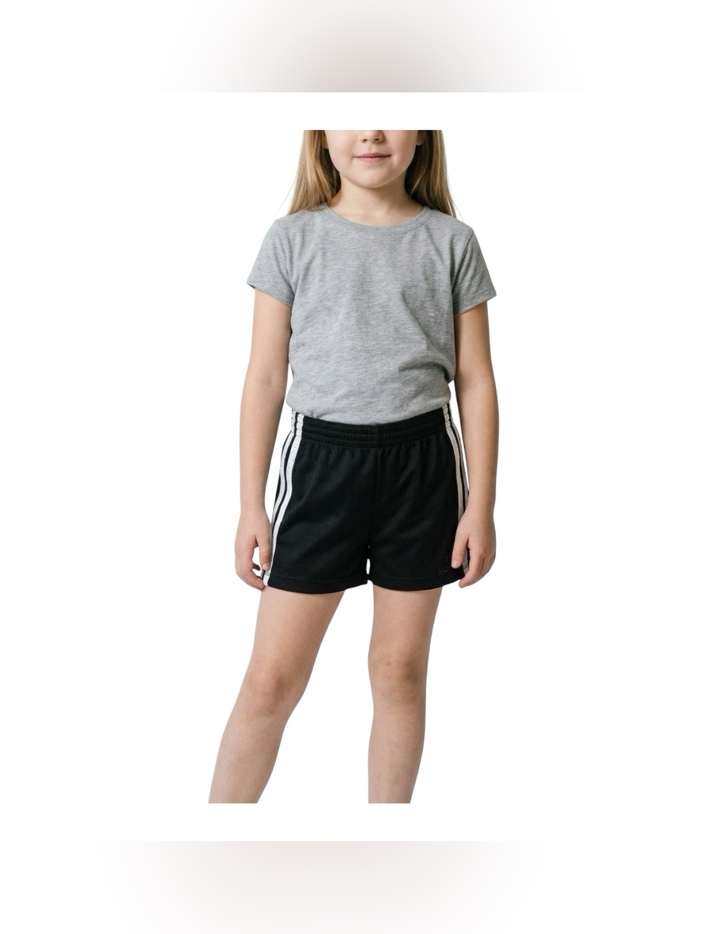 Faded Glory Black with White Side Stripe Athletic Shorts Girls Size 6/6X